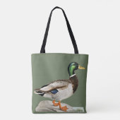 Groene Mallard Duck Jacht Natuur Kunst Draagtas (Achterkant)
