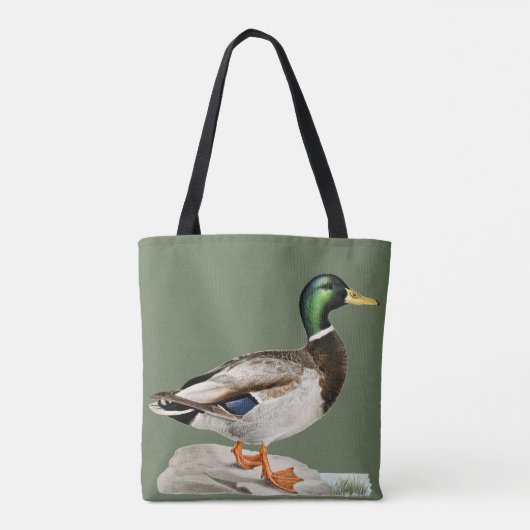 Groene Mallard Duck Jacht Natuur Kunst Draagtas (Achterkant)