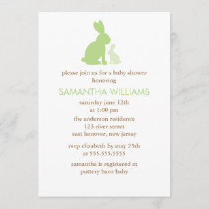 Groene mam en Baby konijnenBaby shower Kaart