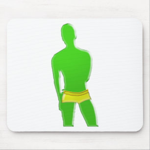 Groene man in gele onderbroek muismat