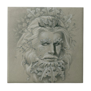 Groene Man met Eikenblad Baard Tegeltje