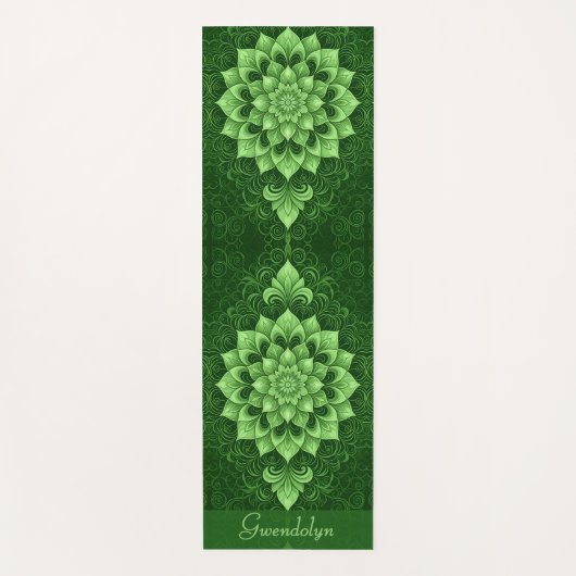 Groene Mandala bloem yoga mat (Voorkant)