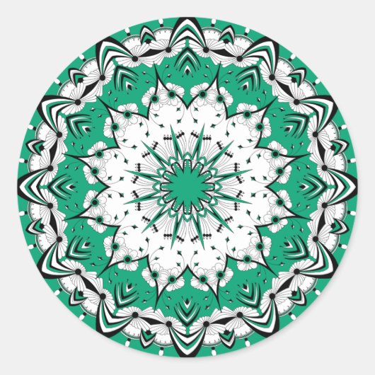 Groene Mandala (Design 3) Stickers (Voorkant)
