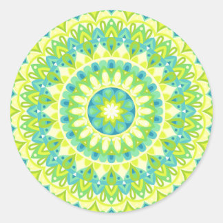 Groene Mandala Natuur Geïnspireerde Boho Levendige Ronde Sticker