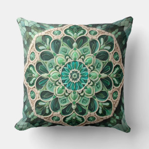 Groene Mandala Patroon: Harmonie van Natuur Kussen