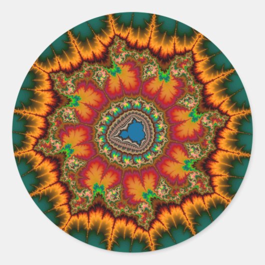 Groene Mandelbrot Fractal Poster Ronde Sticker (Voorkant)