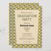 Groene Mannen Afstuderen Uitnodiging Retro Vintage (Voorkant / Achterkant)