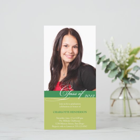 Groene manuscriptklasse van de aankondiging van he (Staand voorkant)