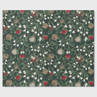 Groene maretak & ornament kerstverpakking cadeaupapier