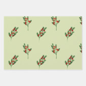 Groene maretak rode bessen en rode snoepjes inpakpapier vel (Voorkant)