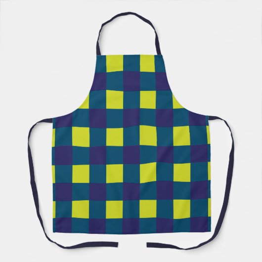 Groene Marine Blauw Checkerboard Schort (Voorkant)