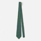 Groene Marine Blauw Checkerboard Stropdas (Voorkant)