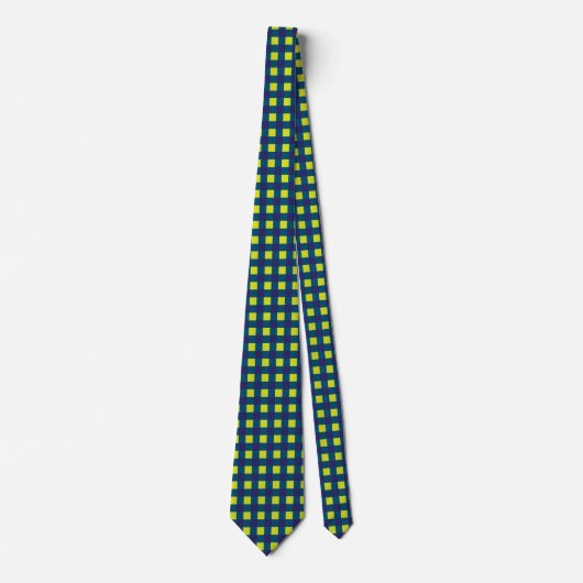 Groene Marine Blauw Checkerboard Stropdas (Voorkant)