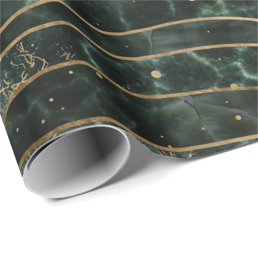 Groene marmer Wavy Pattern Cadeaupapier (Rol Hoek)