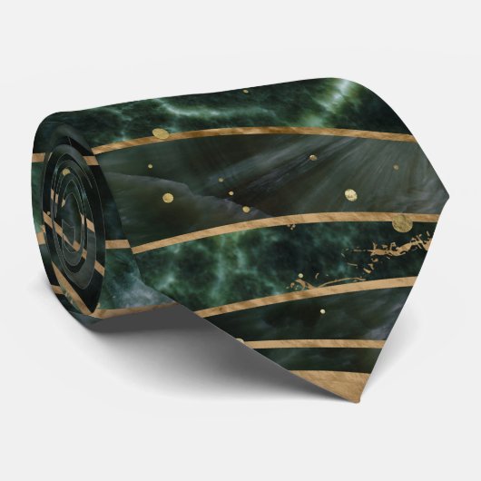 Groene marmer Wavy Pattern Stropdas (Opgerold)