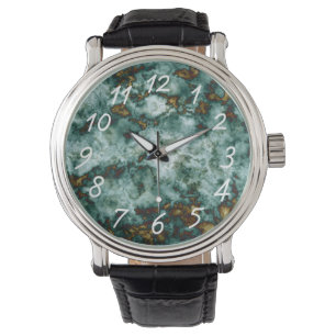 Groene marmertextuur met vinnen horloge