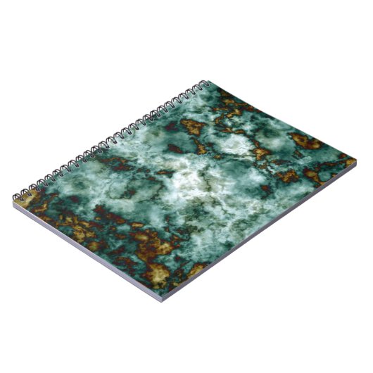 Groene marmertextuur met vinnen notitieboek (Linkerzijde)