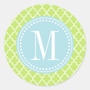 Groene Marokkaanse Tegels Lattice Gepersonaliseerd Ronde Sticker