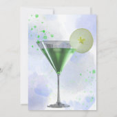 Groene martini cocktail op witte uitnodiging (Achterkant)