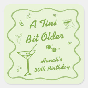 Groene Martini thema Verjaardagsfeestje Vierkante Sticker