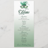 Groene Masquerade Birthday Party Flat Menu (Voorkant)