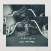 Groene Masquerade Masker Pearls Wedding Kaart (Voorkant / Achterkant)