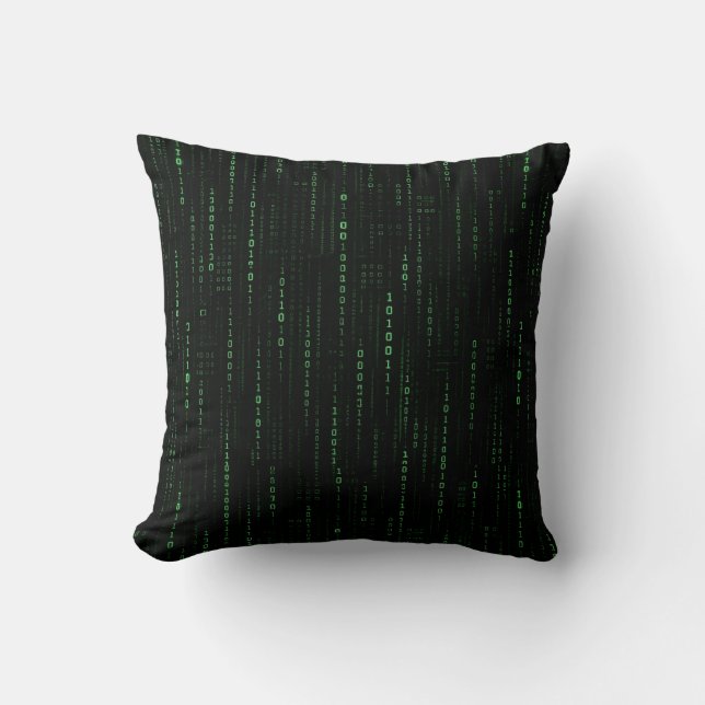 Groene Matrix Binaire Code Cyberpunk Tech Design Kussen (Voorkant)