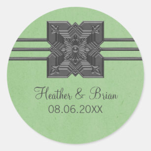 Groene Medallion Border Weddenkers Ronde Sticker