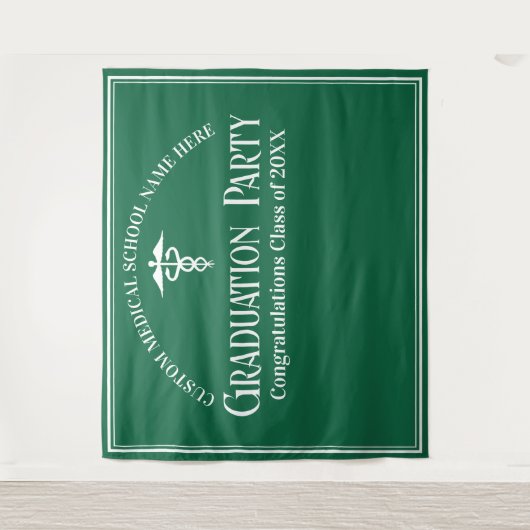 Groene Medische School Afstudeerfeest Fotocabine Wandkleed (Voorkant)