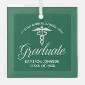 Groene Medische School Afstuderen Kerst Glas Ornament (Voorkant)