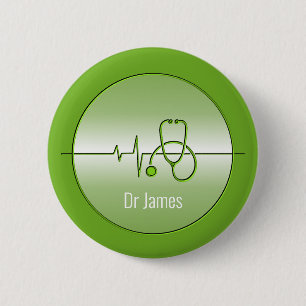 Groene medische stethoscoop Hartslag Ronde Button 5,7 Cm