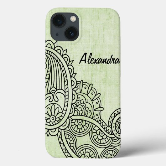 Groene Mehndi Motif iPad-mini-draagtas Case-Mate iPhone Case (Achterkant)