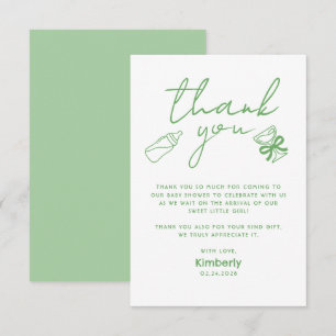 Groene melkfles champagne baby shower bedankt