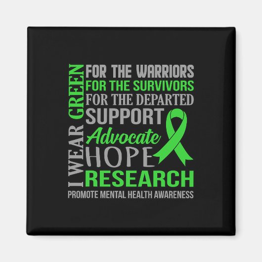 Groene Mental Health Awareness Supporter Graphic Magneet (Voorkant)