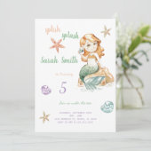 Groene mermaid verjaardagsuitnodiging kaart (Staand voorkant)