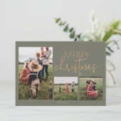 Groene MERRY Vakantie Kerstmis Kaart (Staand voorkant)