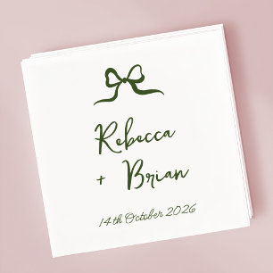 Groene met de hand getekende strik lint schets bru servet