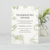 Groene met de hand getekende Thanksgiving-diner Kaart (Staand voorkant)