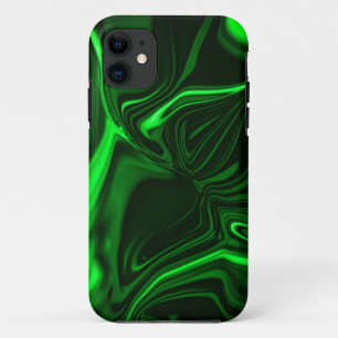 Groene metalen bogen of golvingen, diep donker iPhone 11 hoesje