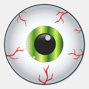Groene Metallic Eyeball Ronde Sticker