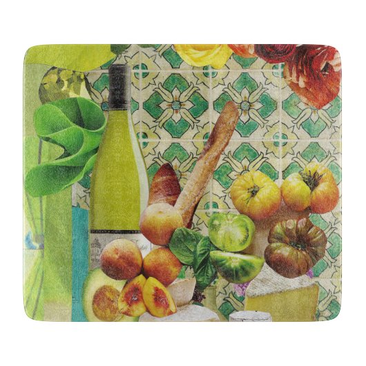 Groene Mexicaanse Tegel met glasstrips Snijplank (Voorkant)