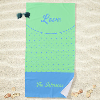 Groene Mid Century Blue Retro Stippen Summer Love Strandlaken