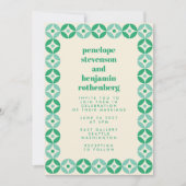 Groene Mid Mid Geometric Pattern Chic Wedding Kaart (Voorkant)