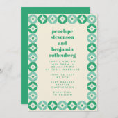 Groene Mid Mid Geometric Pattern Chic Wedding Kaart (Voorkant / Achterkant)