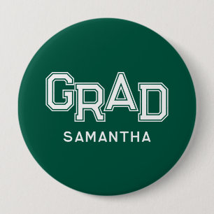 Groene middelbare school diploma aangepaste naam a ronde button 4,0 cm
