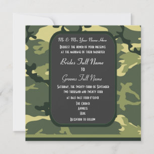 Groene militaire camouflage bruiloft kaart
