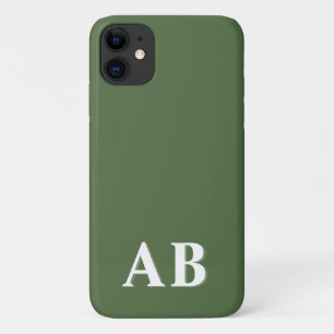 Groene Minimaal Moderne Initiële Monogram iPhone 11 Hoesje