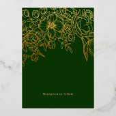 Groene minimale aartsweddenschap Echte Folie Folie Uitnodiging (Achterkant)