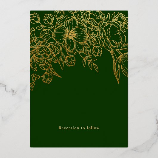 Groene minimale aartsweddenschap Echte Folie Folie Uitnodiging (Achterkant)
