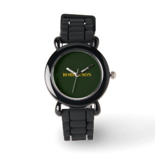 Groene minimalistische aangepaste naam horloge
